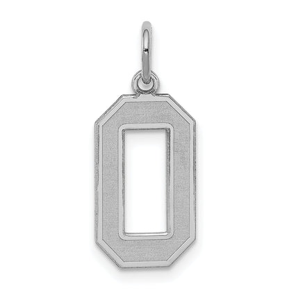 Sterling Silver Silver/Rhodium-Plated Satin Number 0 Charm