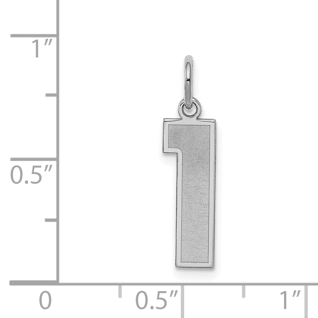 Sterling Silver Silver/Rhodium-Plated Satin Number 1 Charm