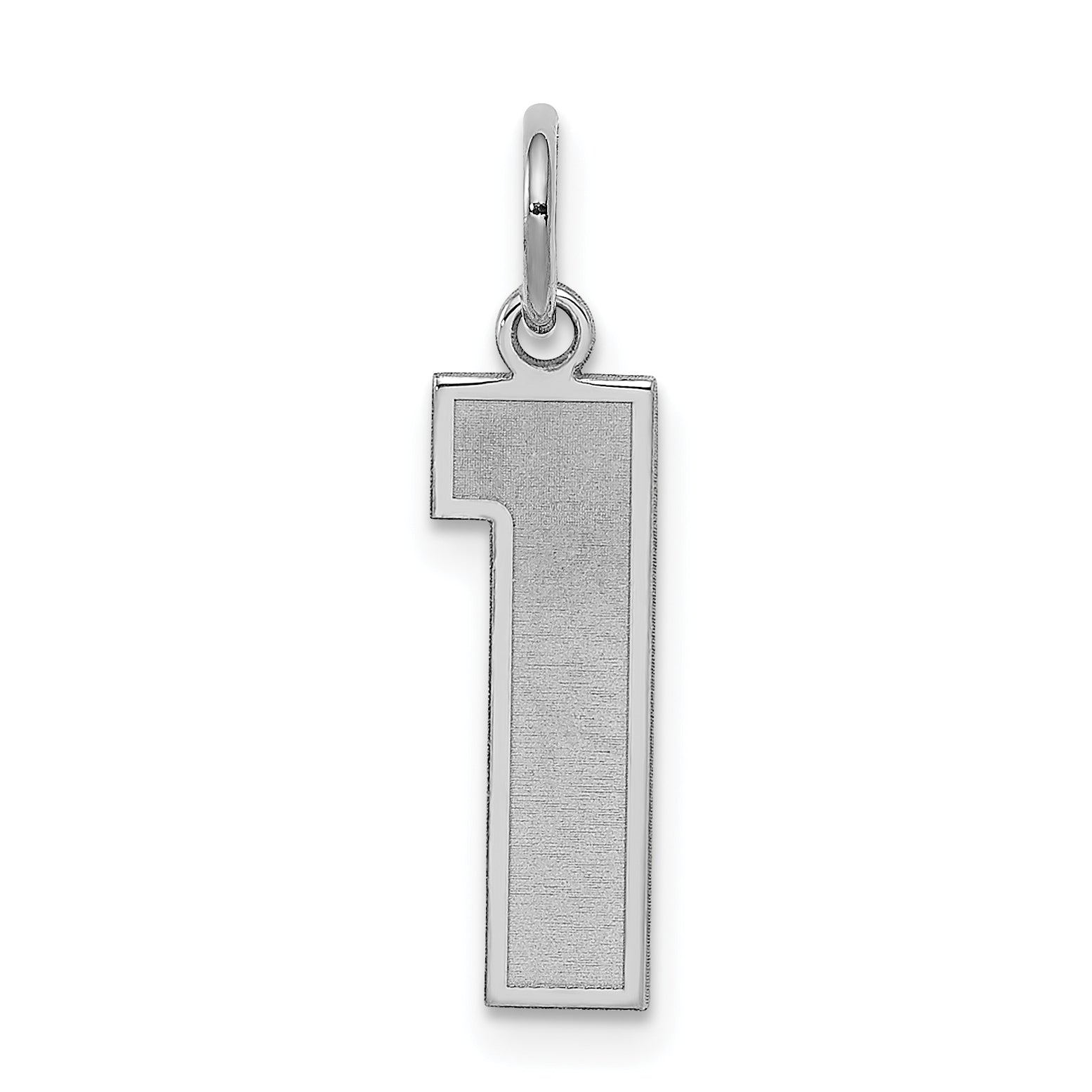 Sterling Silver Silver/Rhodium-Plated Satin Number 1 Charm