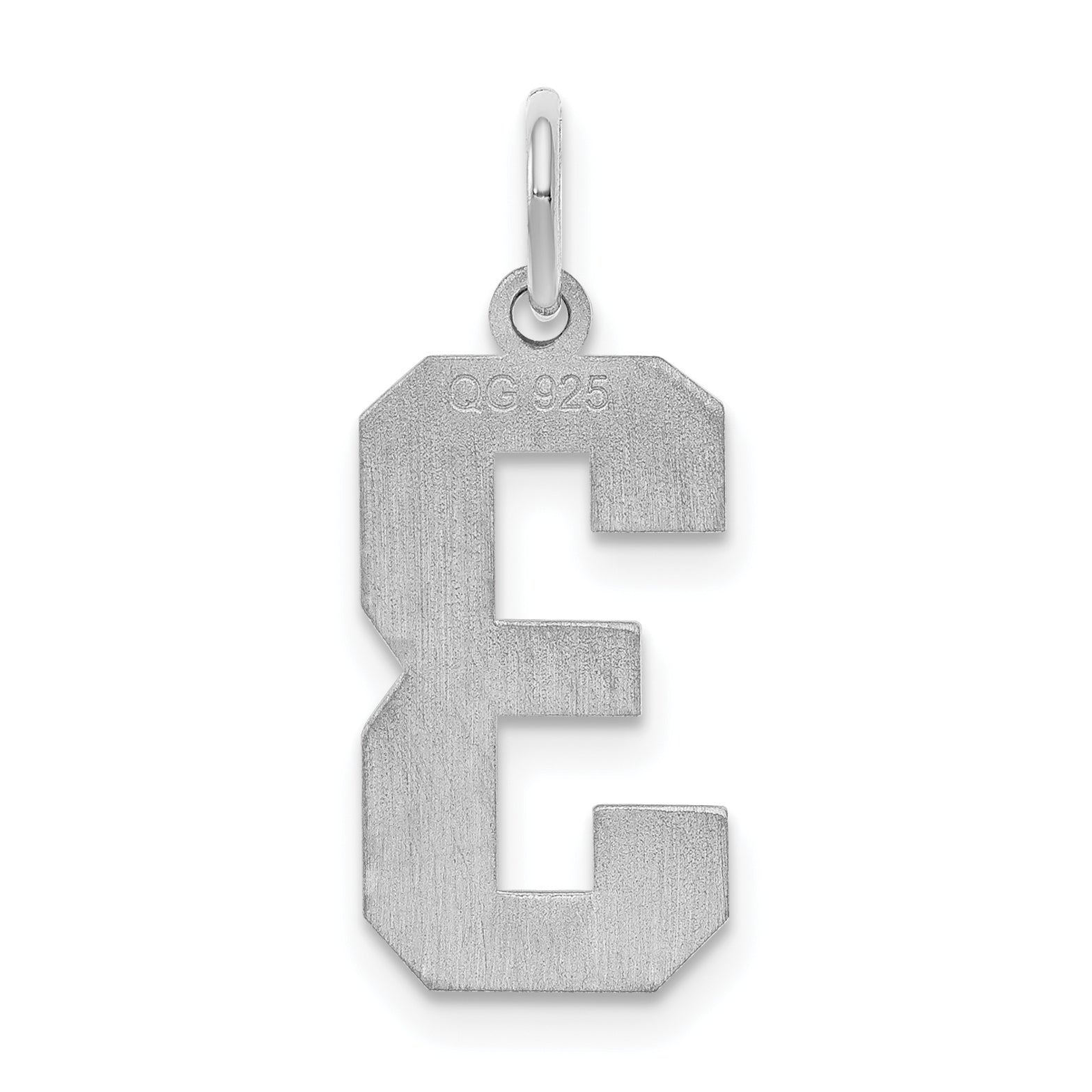 Sterling Silver Silver/Rhodium-Plated Satin Number 3 Charm