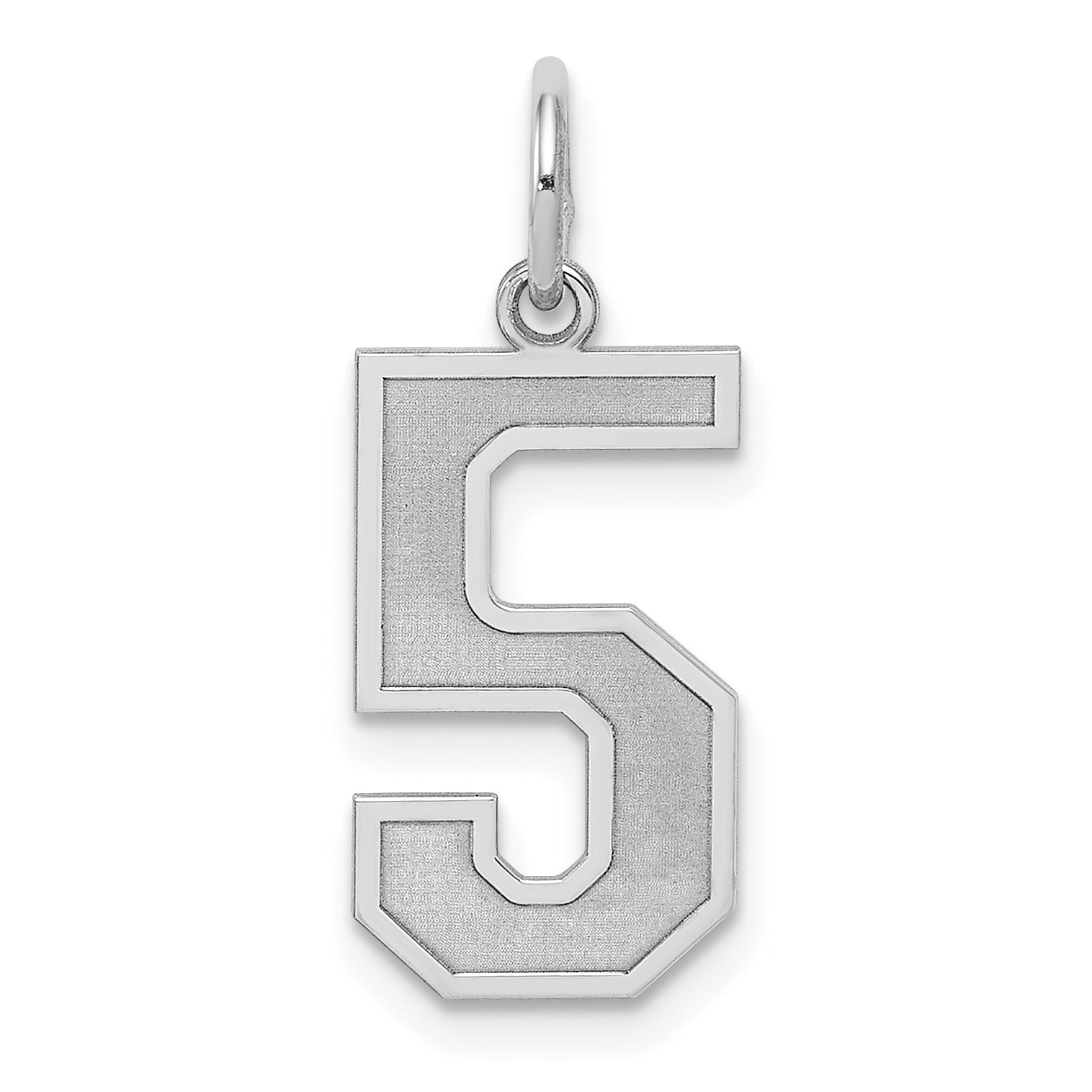 Sterling Silver Silver/Rhodium-Plated Satin Number 5 Charm