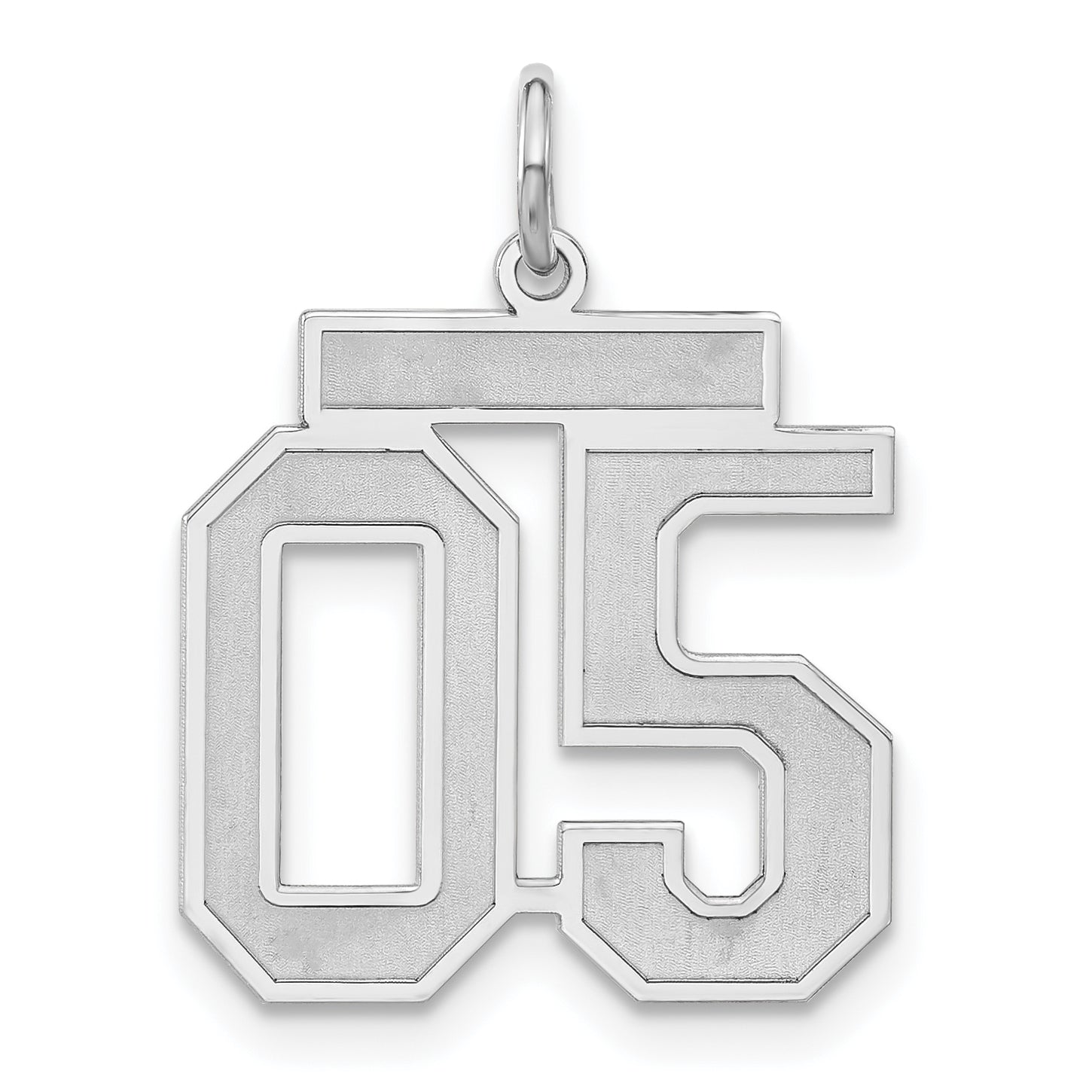 Sterling Silver Polished & Laser Cut Medium Number 05 W/Top Charm