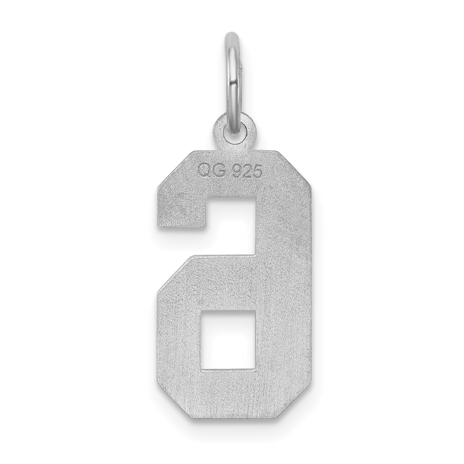 Sterling Silver Silver/Rhodium-Plated Satin Number 6 Charm