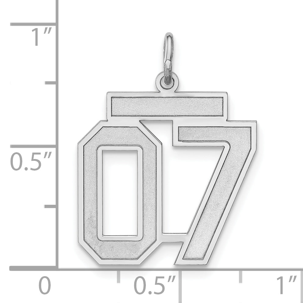 Sterling Silver Polished & Lasered Medium Number 07 W/Top Charm