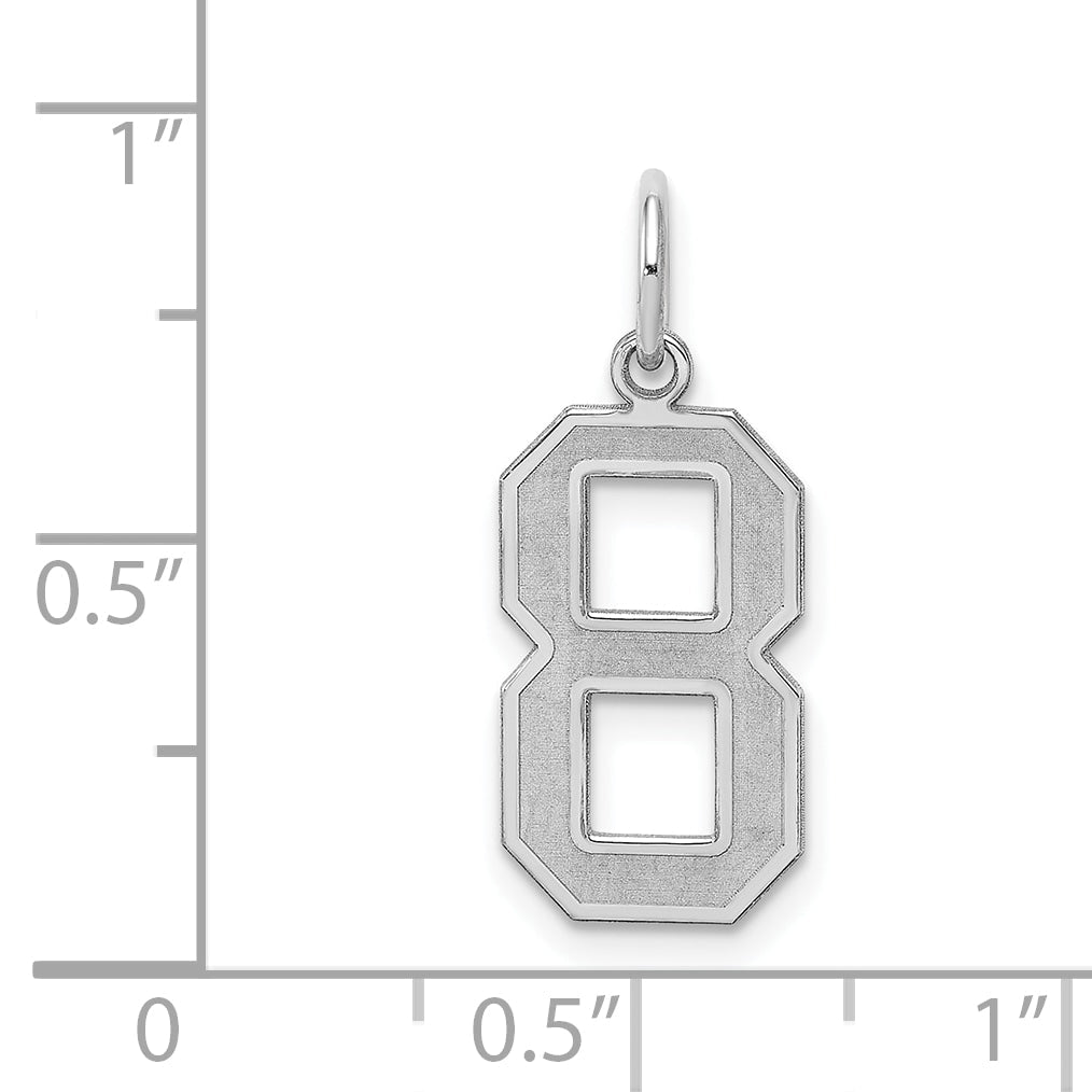 Sterling Silver Silver/Rhodium-Plated Satin Number 8 Charm