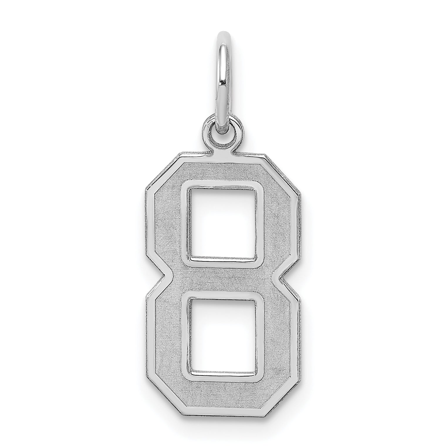 Sterling Silver Silver/Rhodium-Plated Satin Number 8 Charm