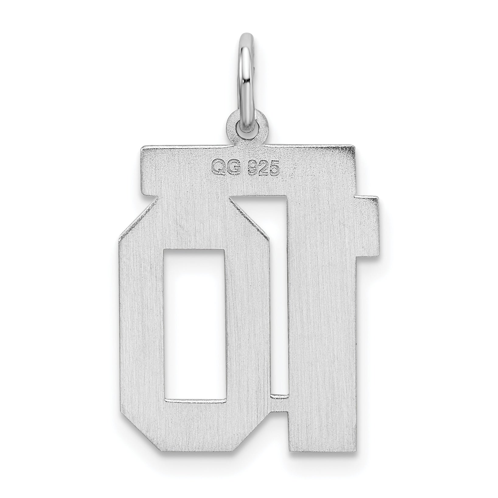 Sterling Silver Silver/Rhodium-Plated Satin Number 10 Charm