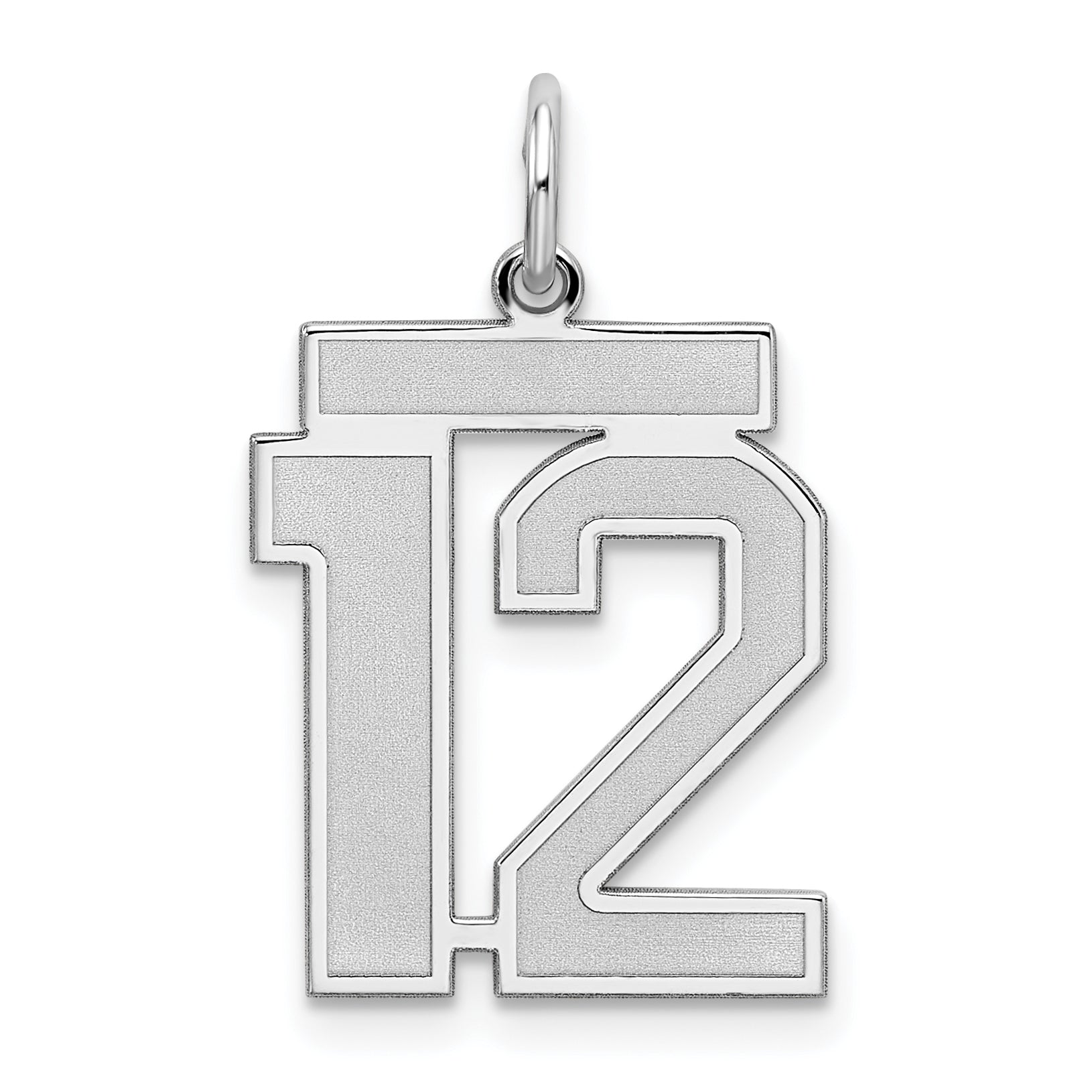 Sterling Silver Silver/Rhodium-Plated Satin Number 12 Charm