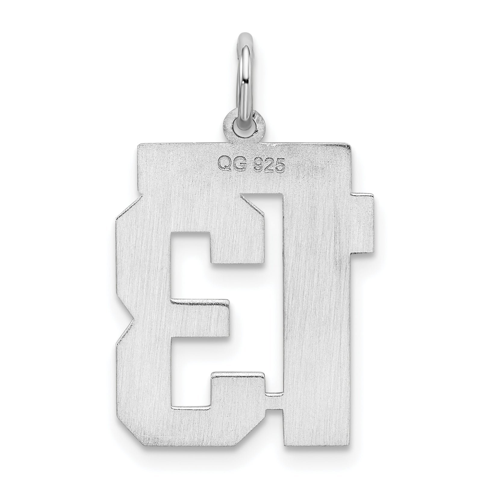 Sterling Silver Silver/Rhodium-Plated Satin Number 13 Charm