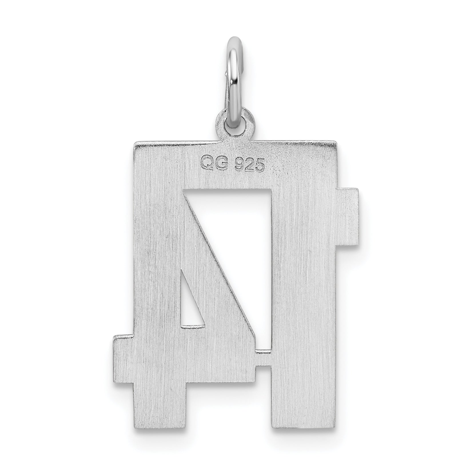Sterling Silver Silver/Rhodium-Plated Satin Number 14 Charm