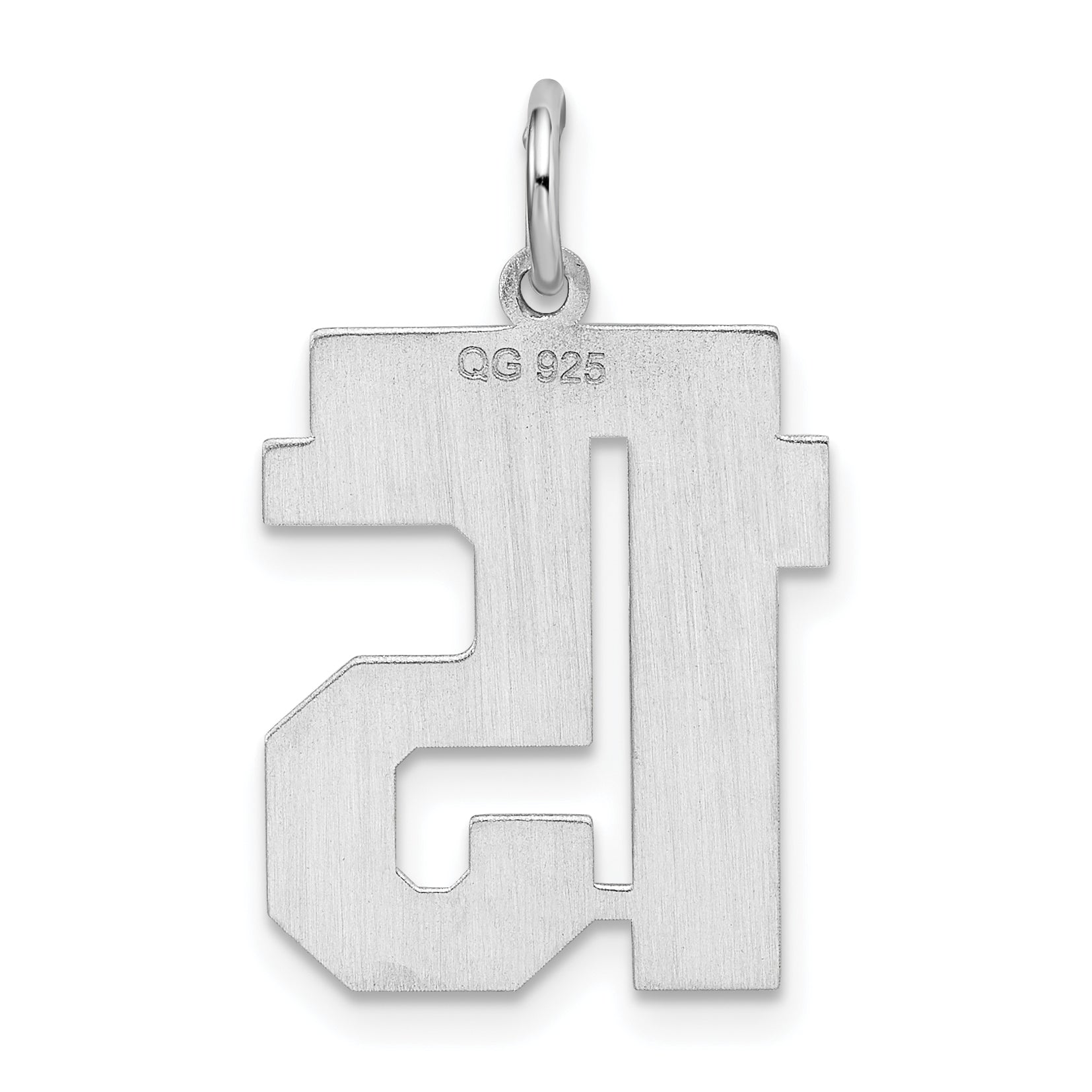 Sterling Silver Silver/Rhodium-Plated Satin Number 15 Charm