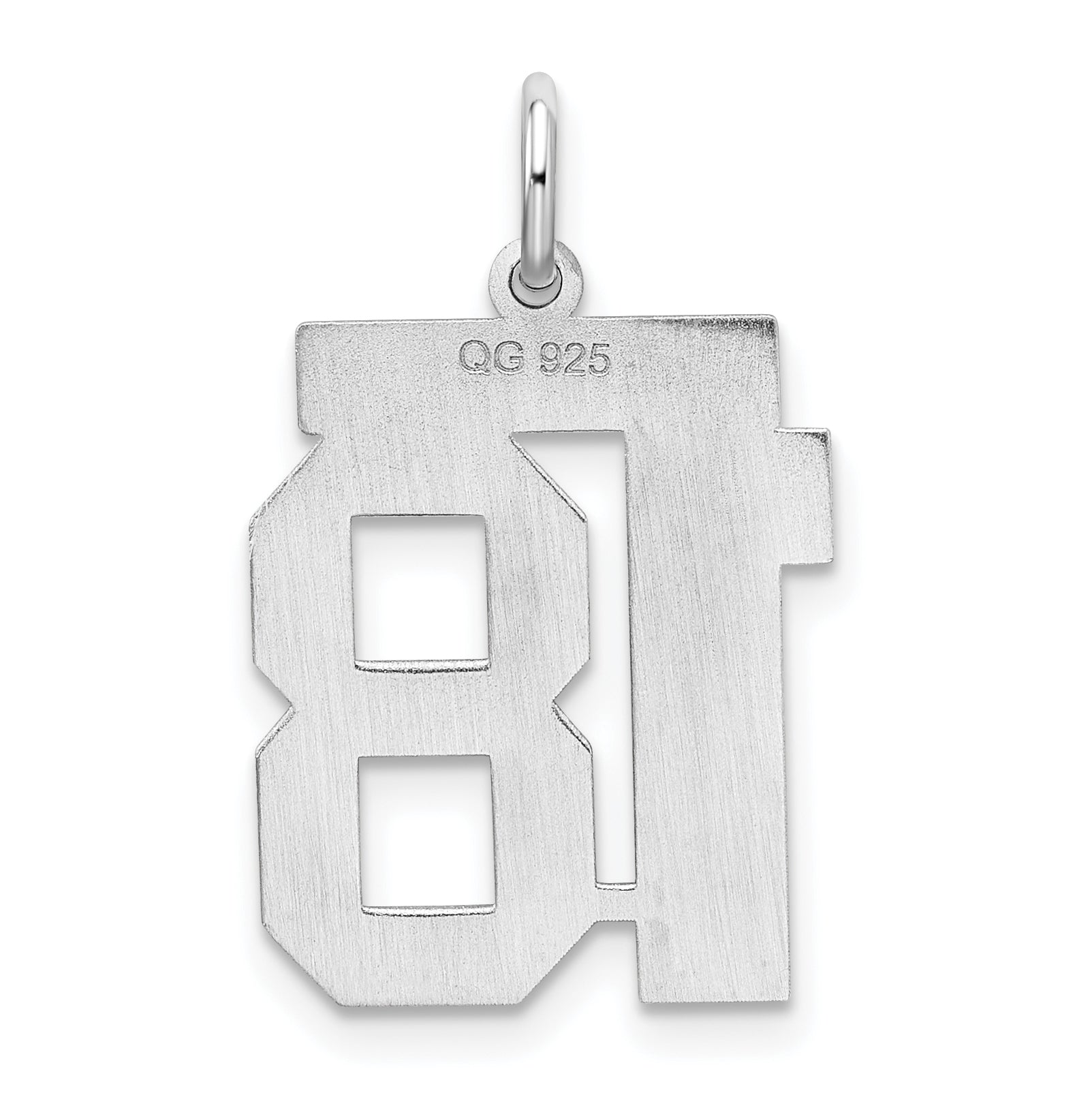 Sterling Silver Silver/Rhodium-Plated Satin Number 18 Charm