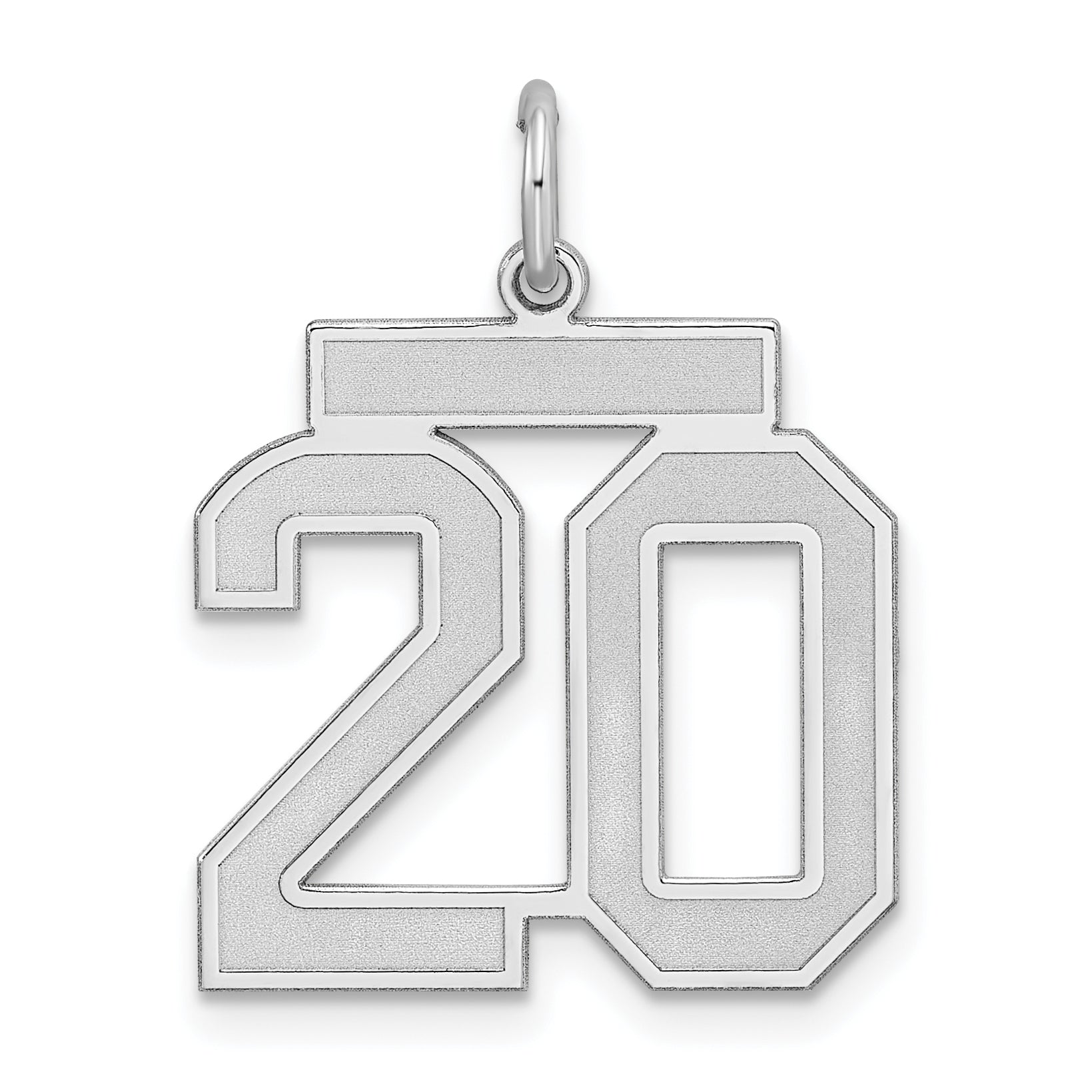 Sterling Silver Silver/Rhodium-Plated Satin Number 20 Charm