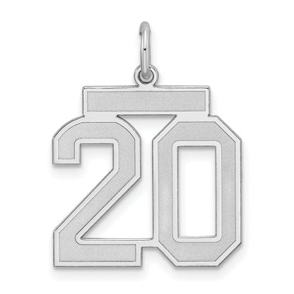 Sterling Silver Silver/Rhodium-Plated Satin Number 20 Charm