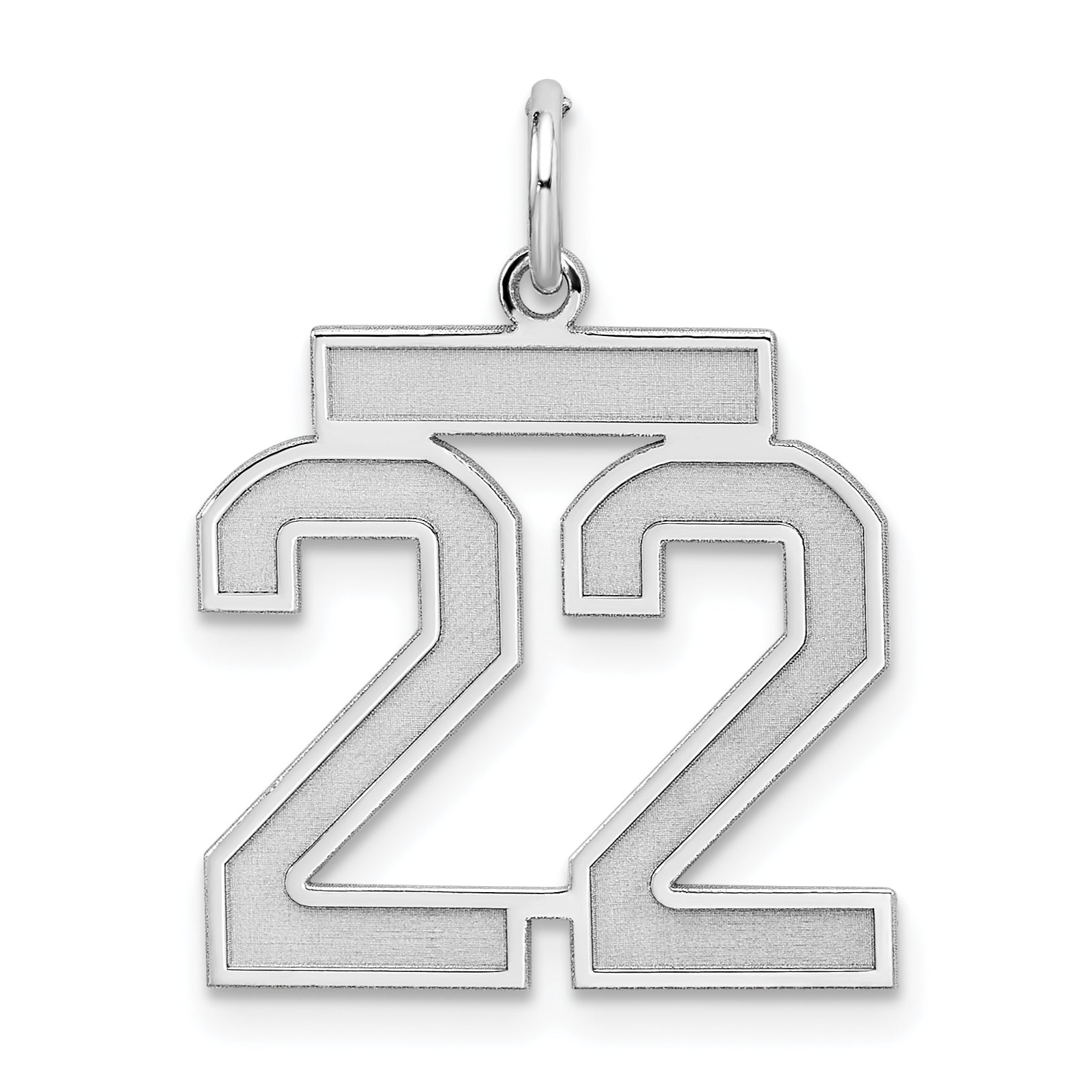 Sterling Silver Silver/Rhodium-Plated Satin Number 22 Charm