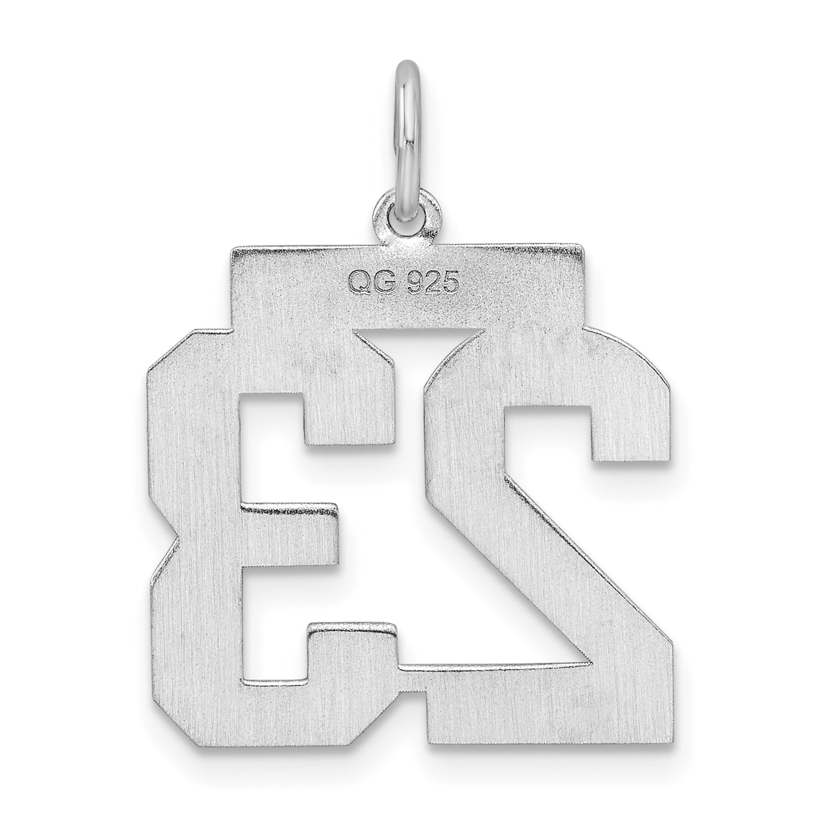 Sterling Silver Silver/Rhodium-Plated Satin Number 23 Charm