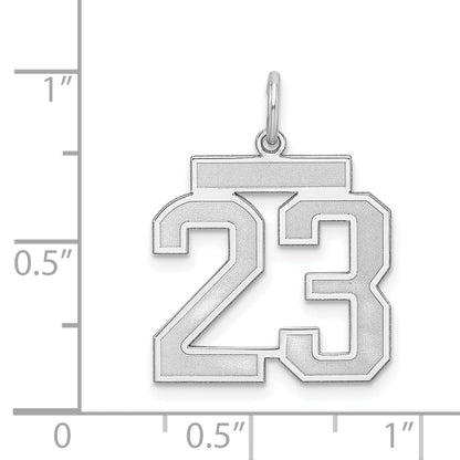 Sterling Silver Silver/Rhodium-Plated Satin Number 23 Charm