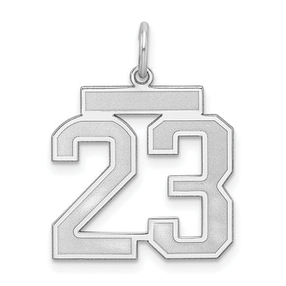 Sterling Silver Silver/Rhodium-Plated Satin Number 23 Charm