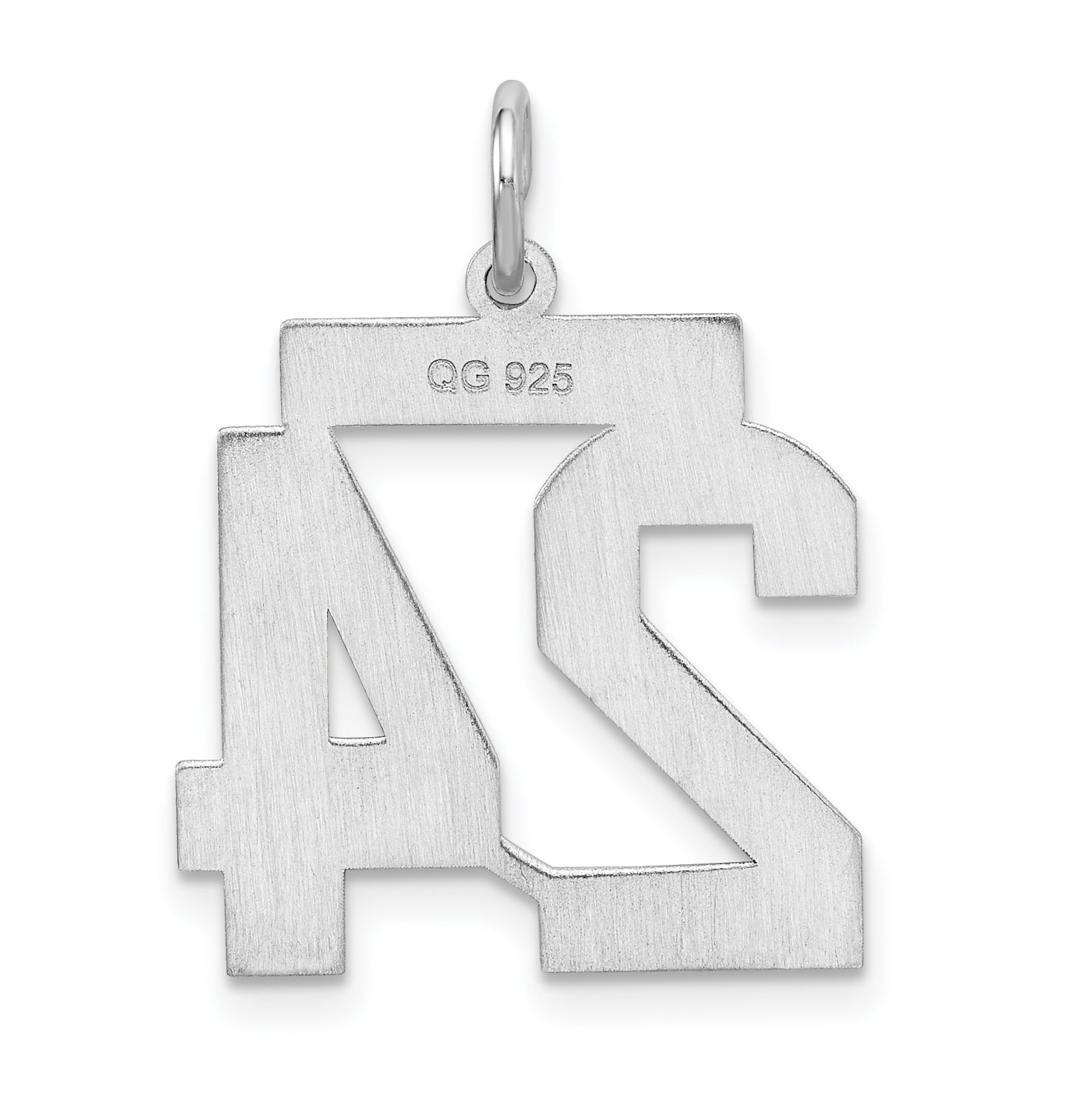 Sterling Silver Silver/Rhodium-Plated Satin Number 24 Charm