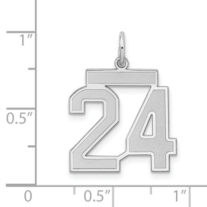 Sterling Silver Silver/Rhodium-Plated Satin Number 24 Charm