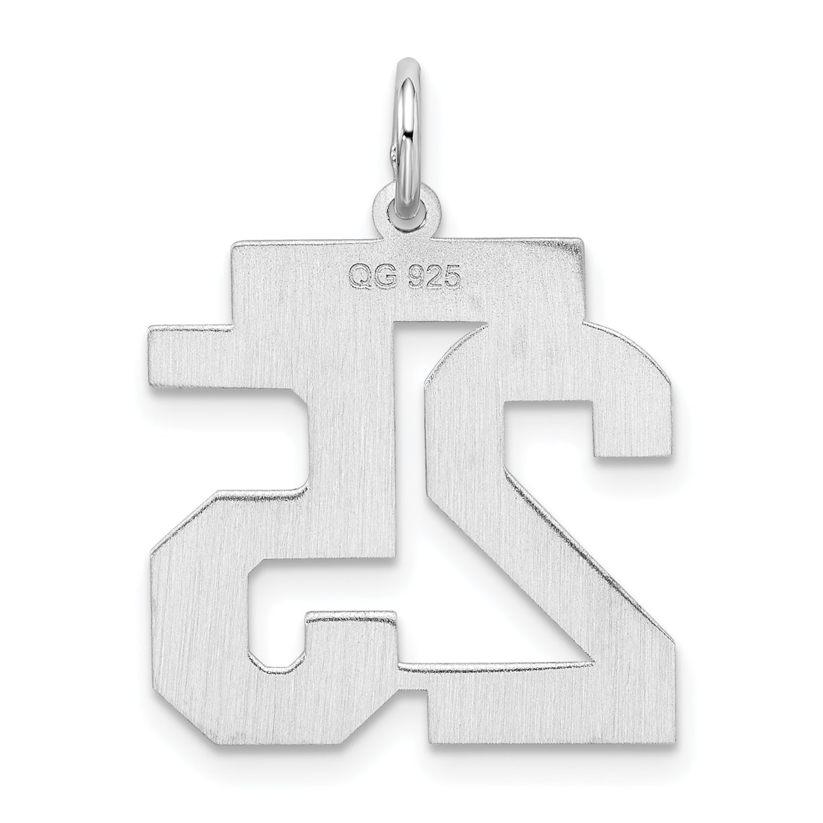 Sterling Silver Silver/Rhodium-Plated Satin Number 25 Charm