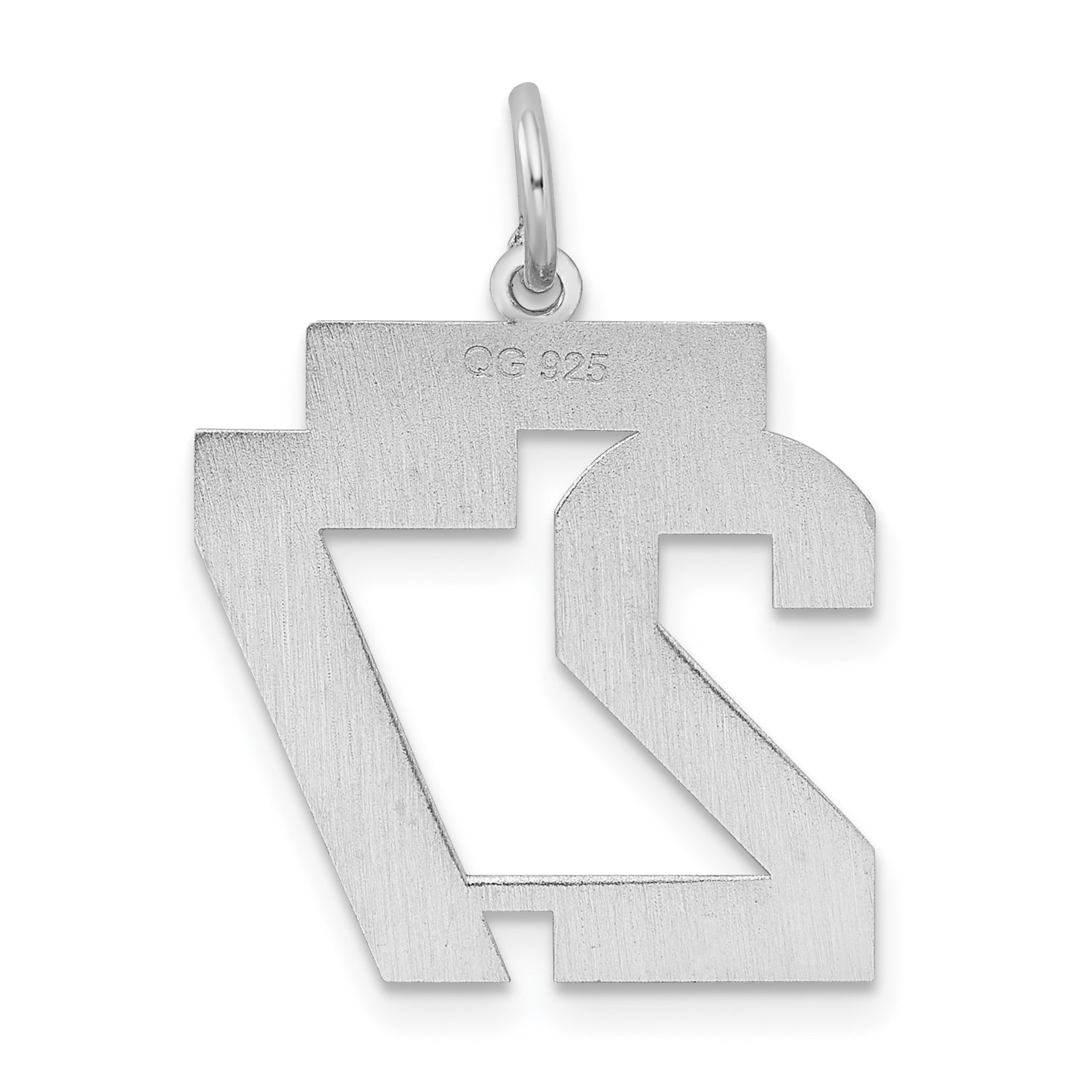 Sterling Silver Silver/Rhodium-Plated Satin Number 27 Charm