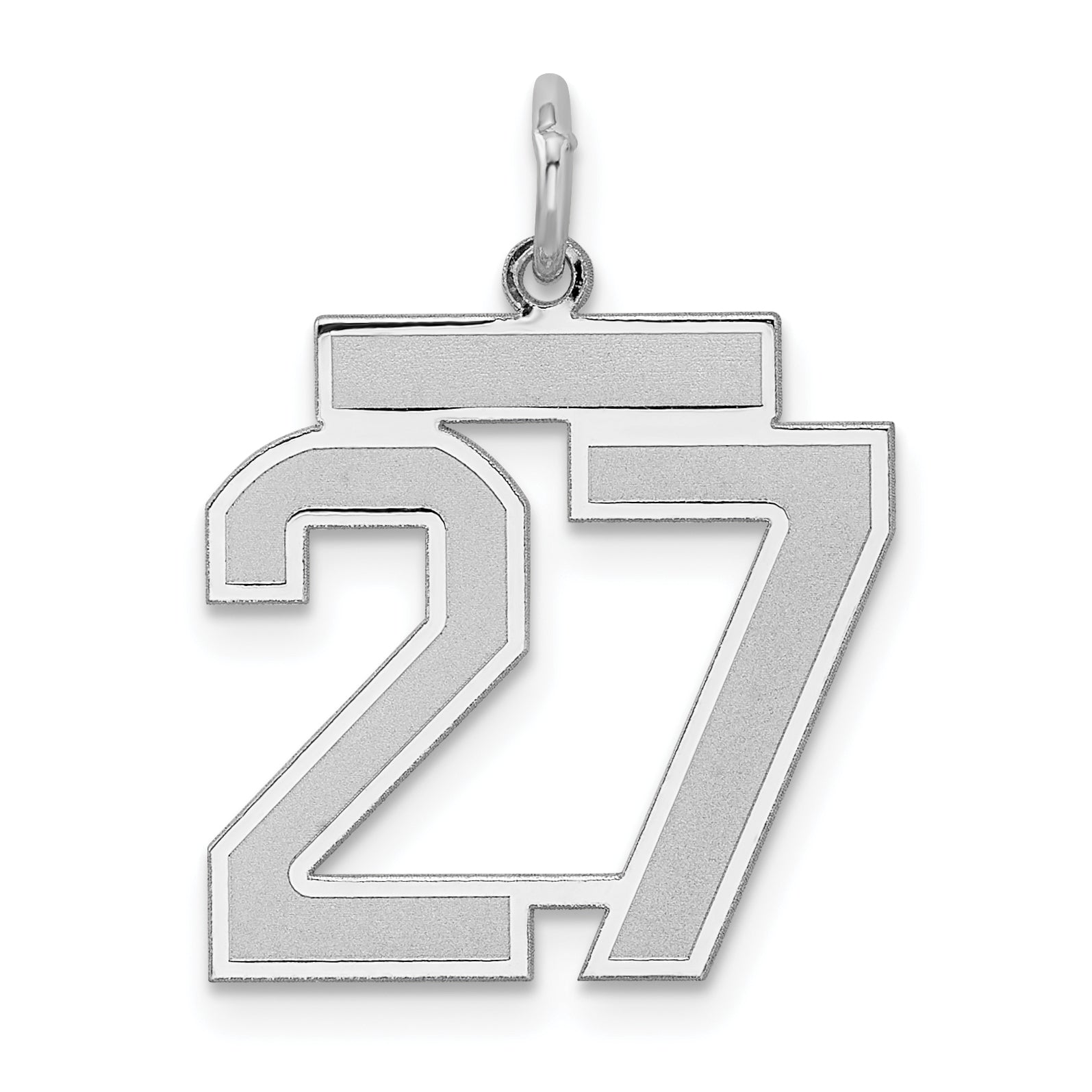 Sterling Silver Silver/Rhodium-Plated Satin Number 27 Charm