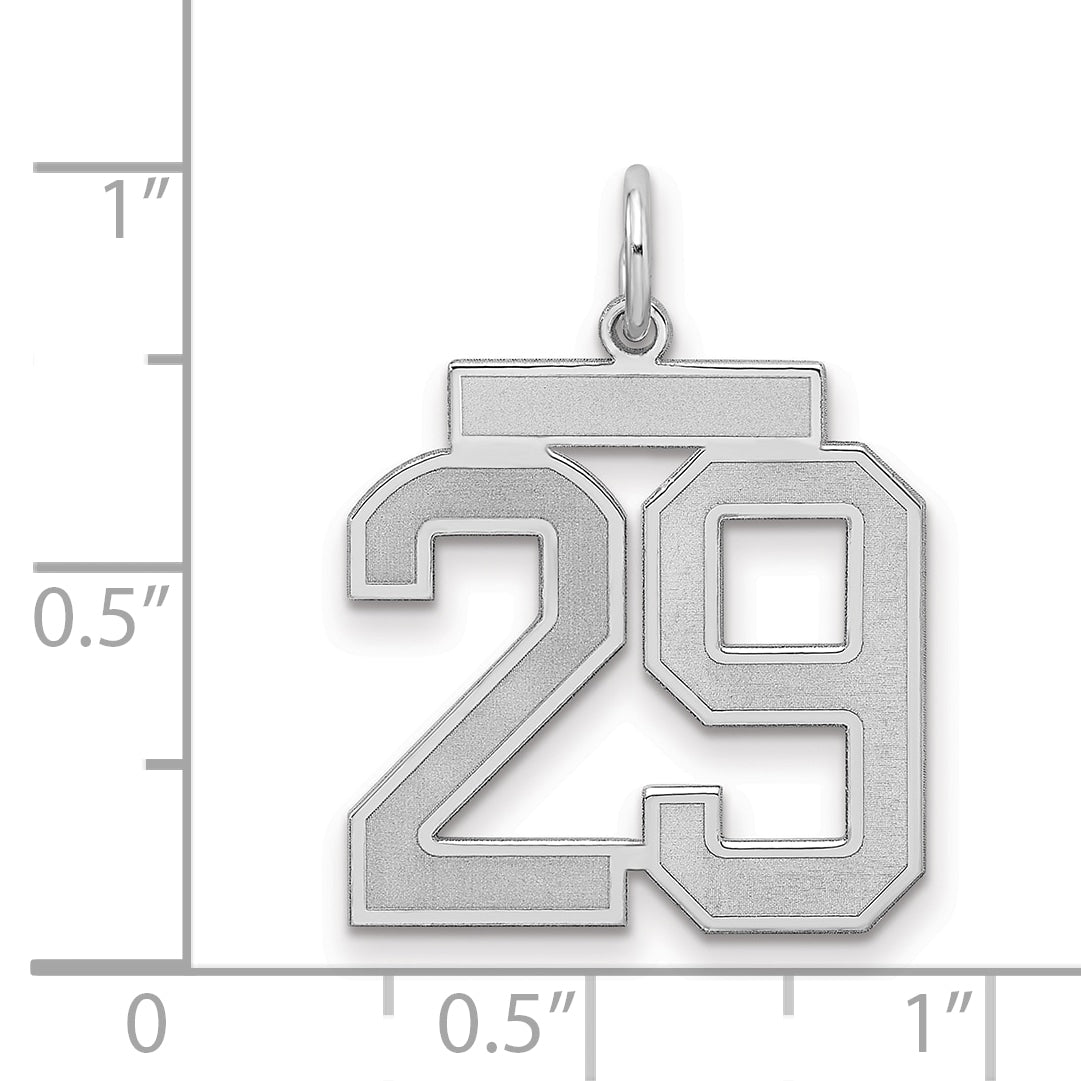 Sterling Silver Silver/Rhodium-Plated Satin Number 29 Charm