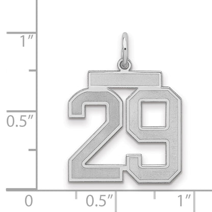 Sterling Silver Silver/Rhodium-Plated Satin Number 29 Charm