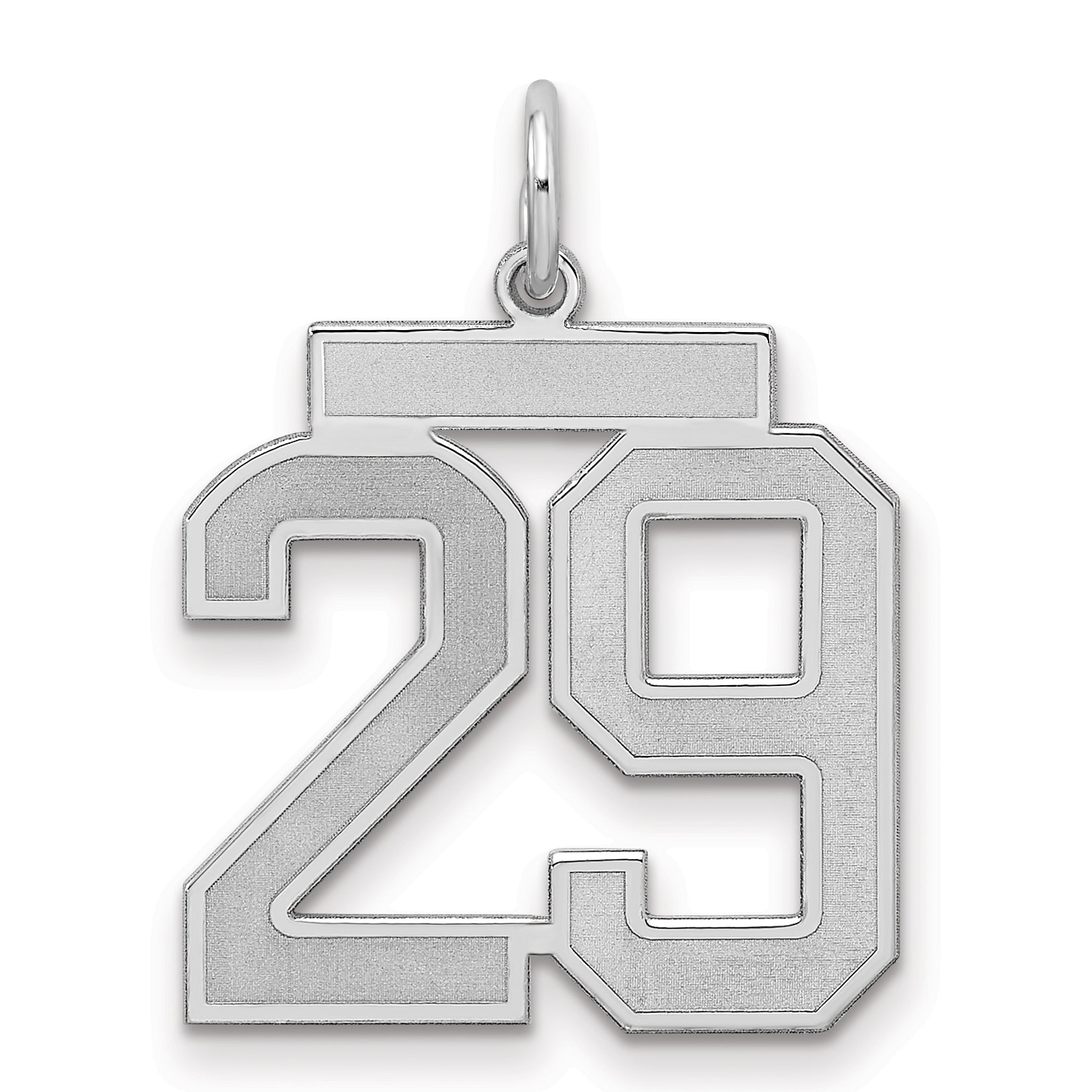 Sterling Silver Silver/Rhodium-Plated Satin Number 29 Charm