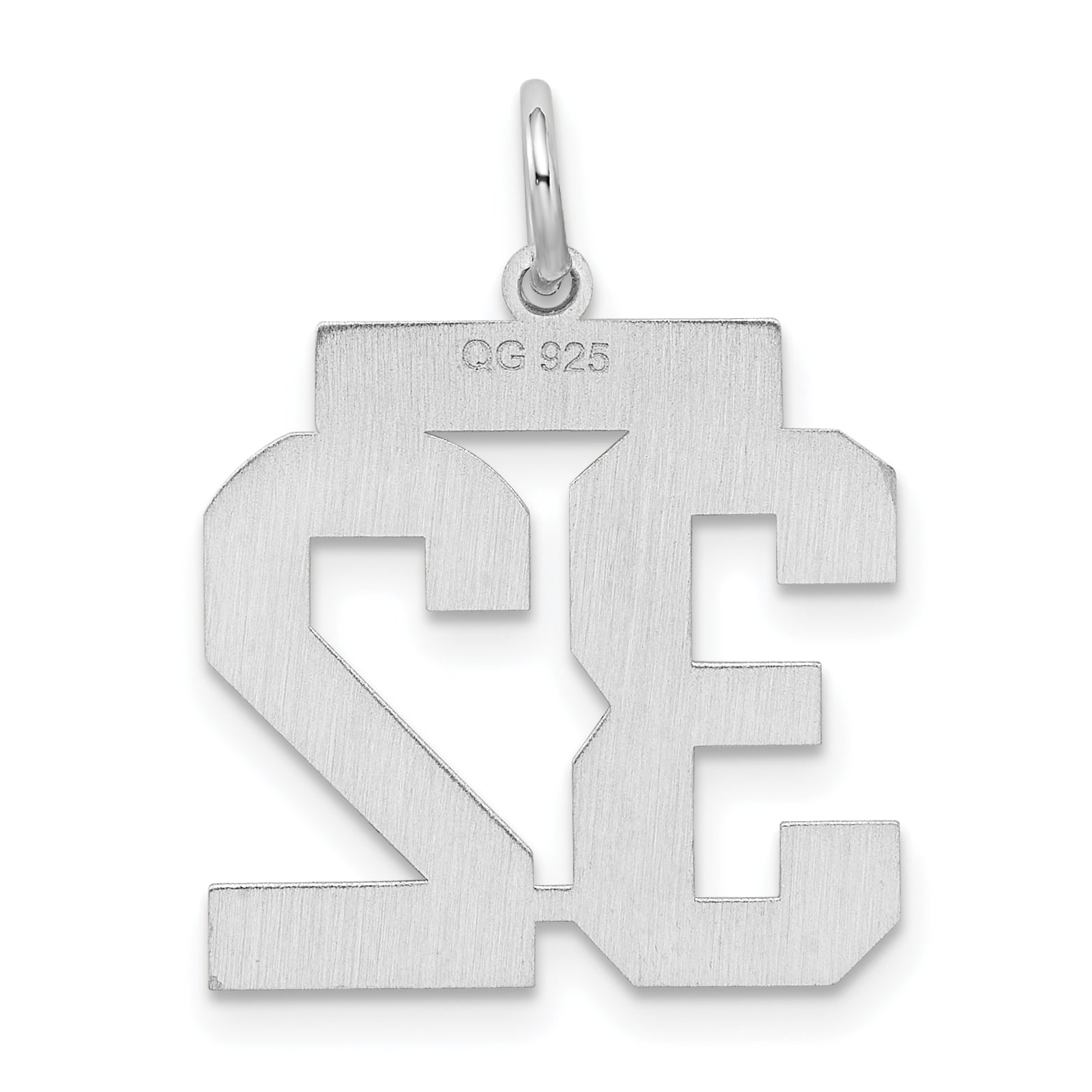 Sterling Silver Silver/Rhodium-Plated Satin Number 32 Charm