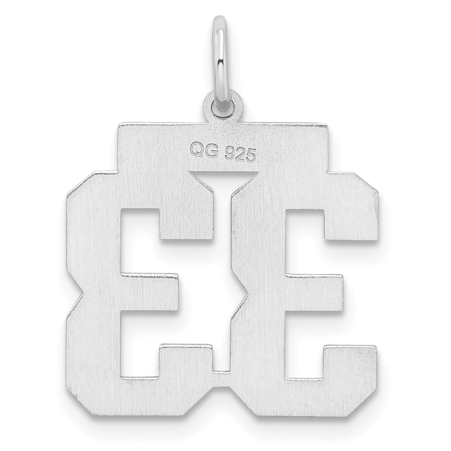 Sterling Silver Silver/Rhodium-Plated Satin Number 33 Charm