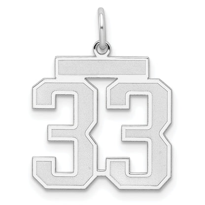 Sterling Silver Silver/Rhodium-Plated Satin Number 33 Charm
