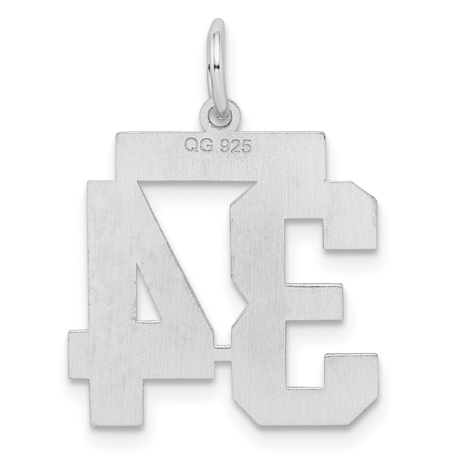Sterling Silver Silver/Rhodium-Plated Satin Number 34 Charm