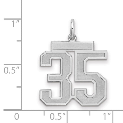 Sterling Silver Silver/Rhodium-Plated Satin Number 35 Charm