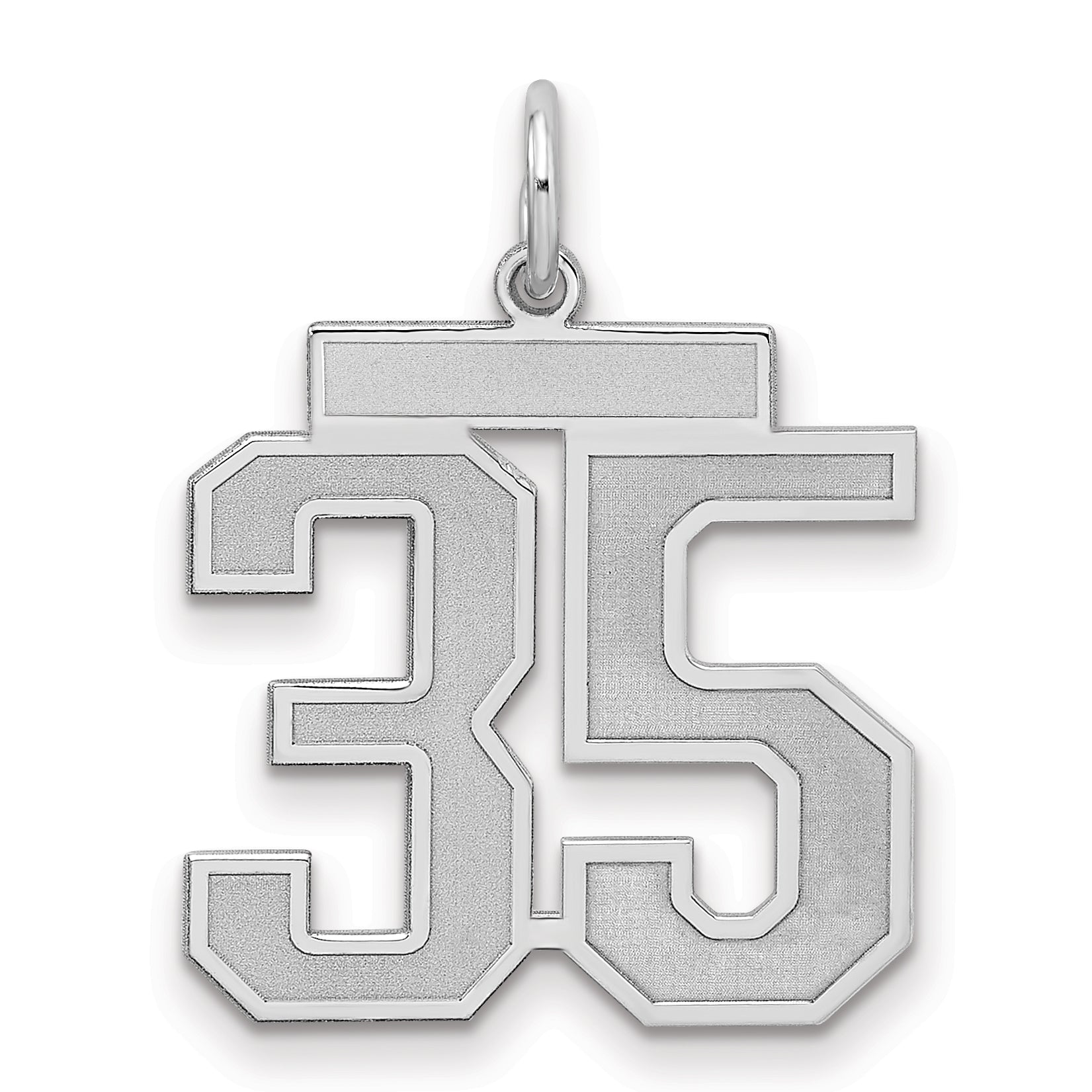 Sterling Silver Silver/Rhodium-Plated Satin Number 35 Charm