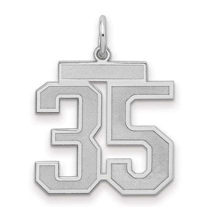 Sterling Silver Silver/Rhodium-Plated Satin Number 35 Charm
