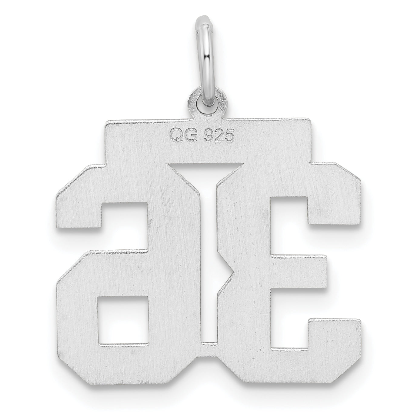 Sterling Silver Silver/Rhodium-Plated Satin Number 36 Charm