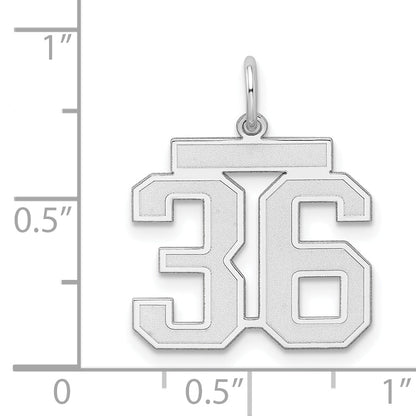Sterling Silver Silver/Rhodium-Plated Satin Number 36 Charm