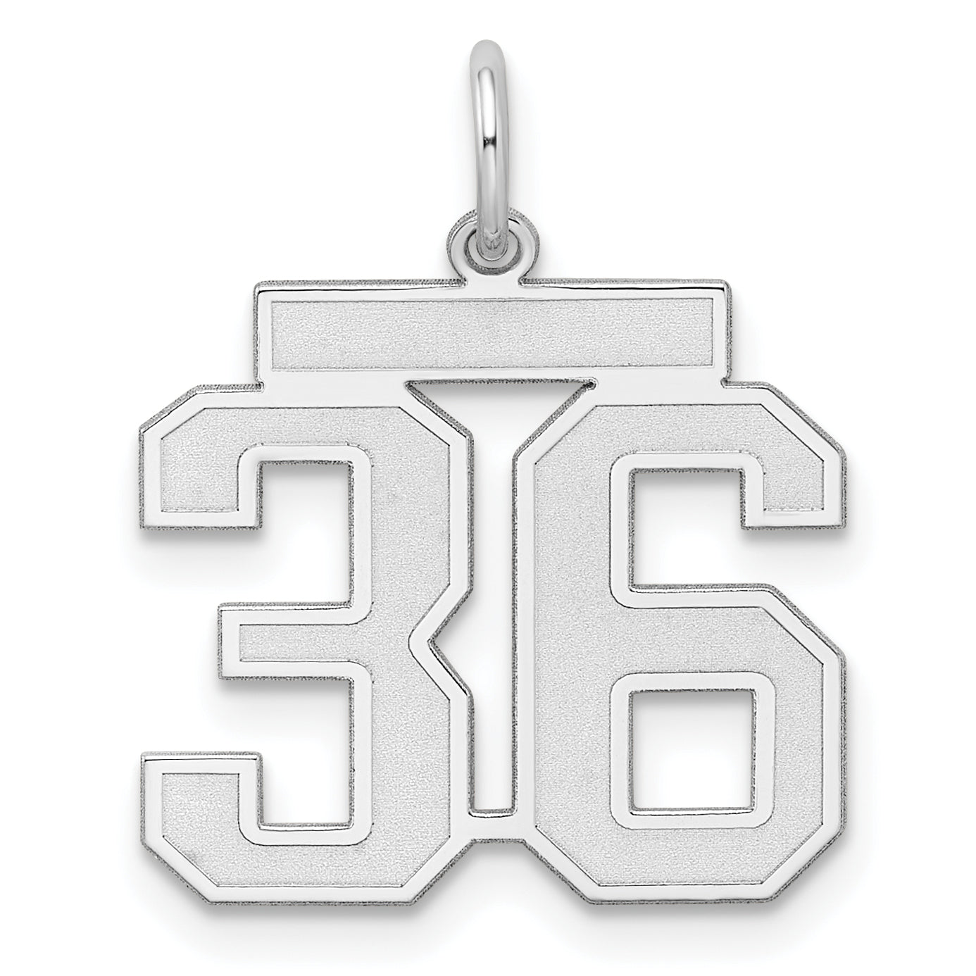 Sterling Silver Silver/Rhodium-Plated Satin Number 36 Charm