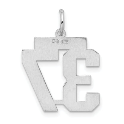 Sterling Silver Silver/Rhodium-Plated Satin Number 37 Charm