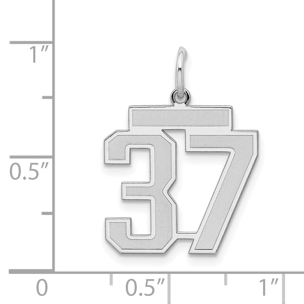 Sterling Silver Silver/Rhodium-Plated Satin Number 37 Charm