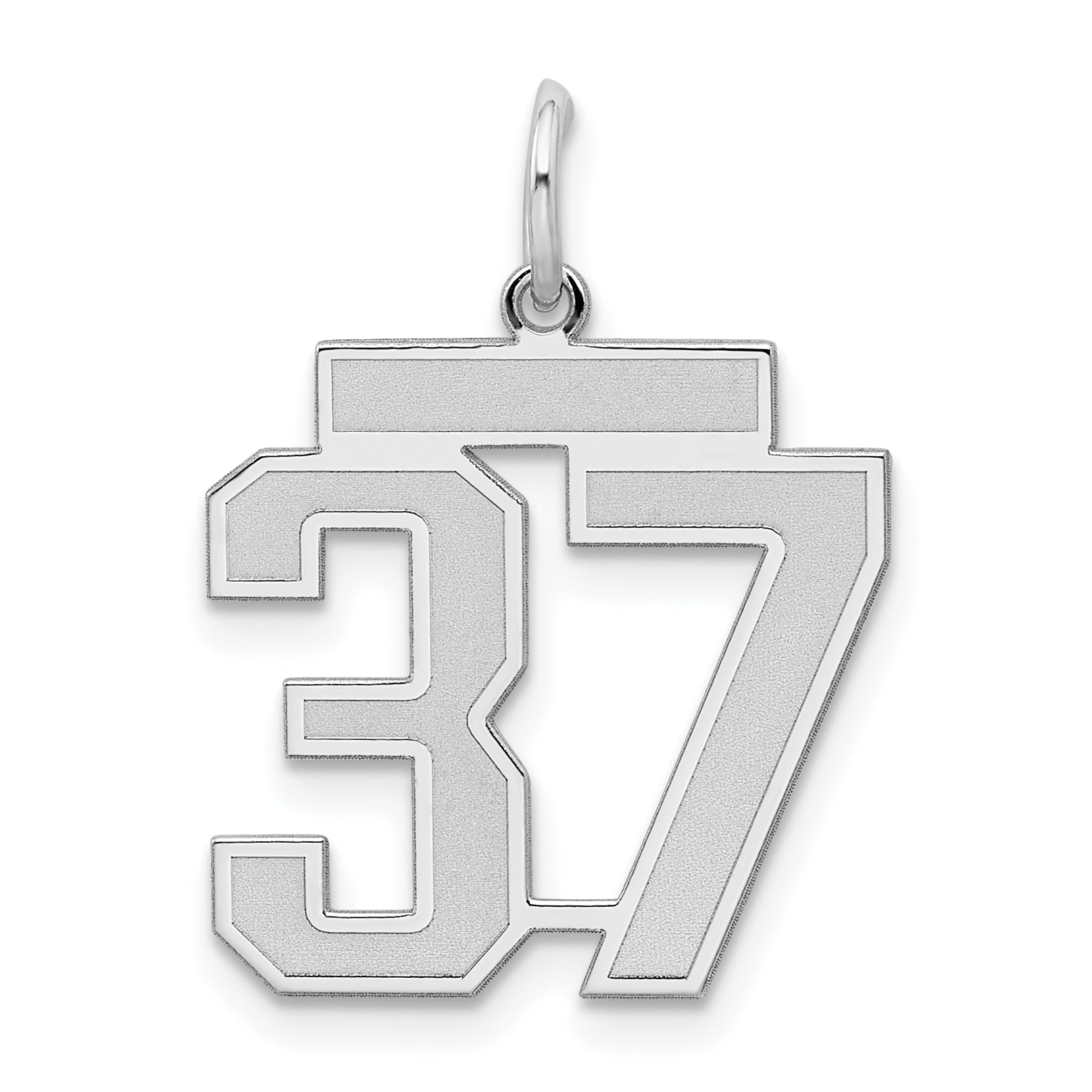 Sterling Silver Silver/Rhodium-Plated Satin Number 37 Charm