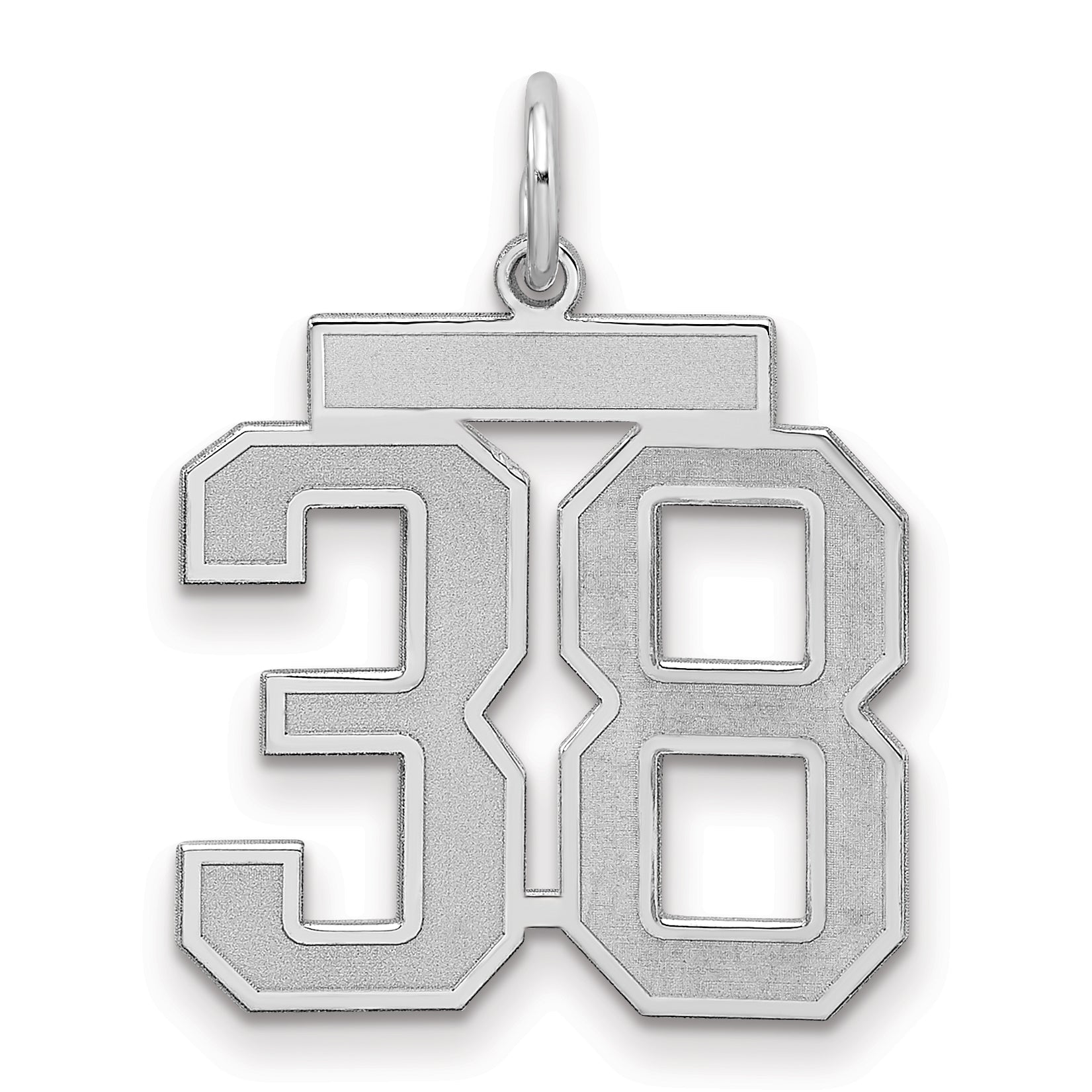 Sterling Silver Silver/Rhodium-Plated Satin Number 38 Charm