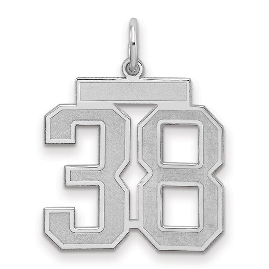 Sterling Silver Silver/Rhodium-Plated Satin Number 38 Charm