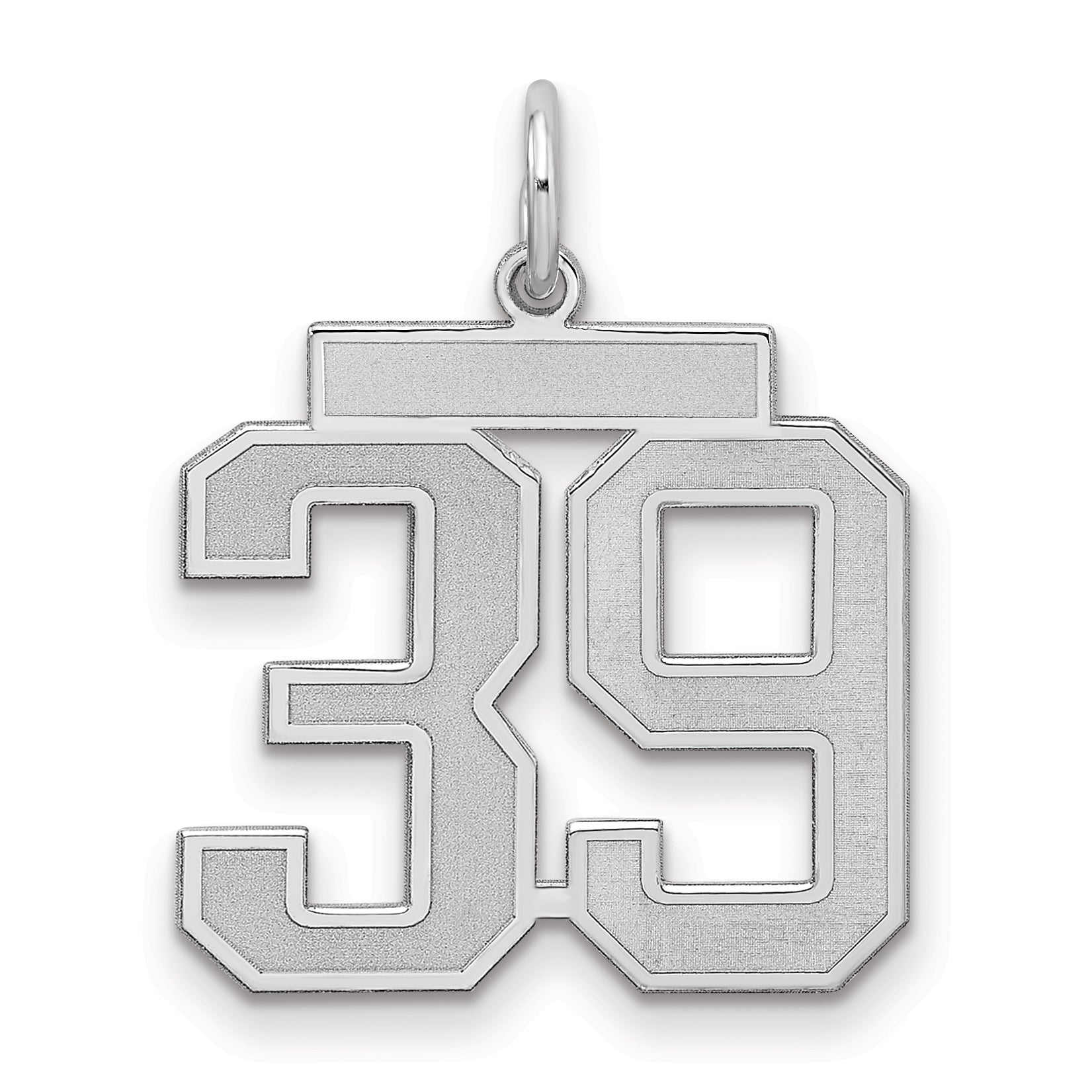 Sterling Silver Silver/Rhodium-Plated Satin Number 39 Charm