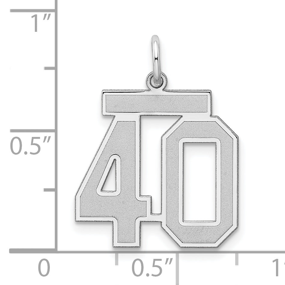 Sterling Silver Silver/Rhodium-Plated Satin Number 40 Charm