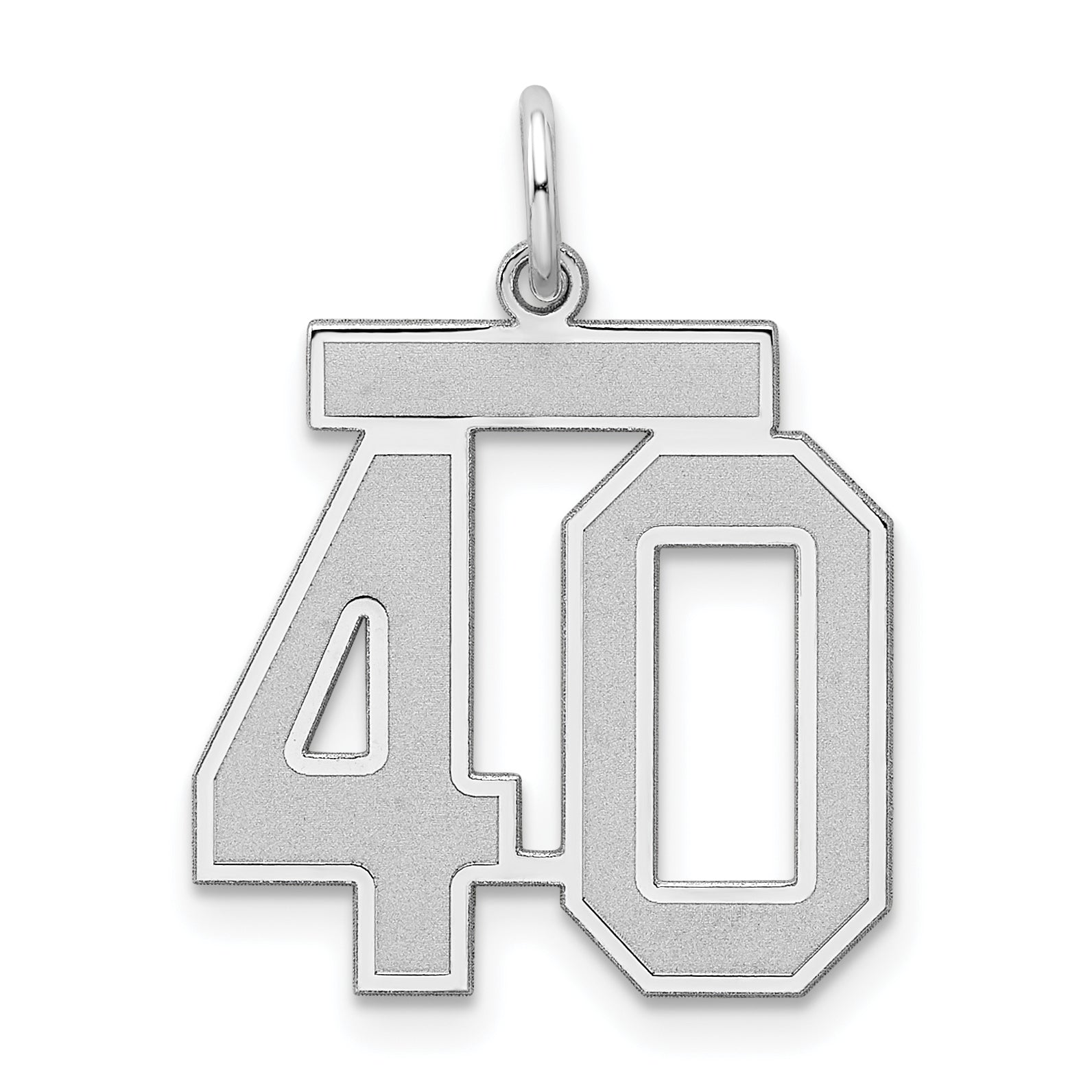 Sterling Silver Silver/Rhodium-Plated Satin Number 40 Charm