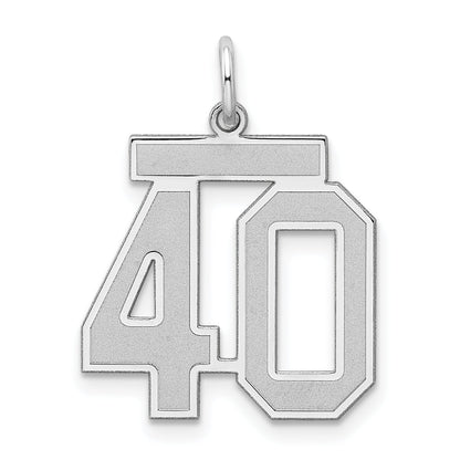 Sterling Silver Silver/Rhodium-Plated Satin Number 40 Charm