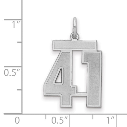 Sterling Silver Silver/Rhodium-Plated Satin Number 41 Charm